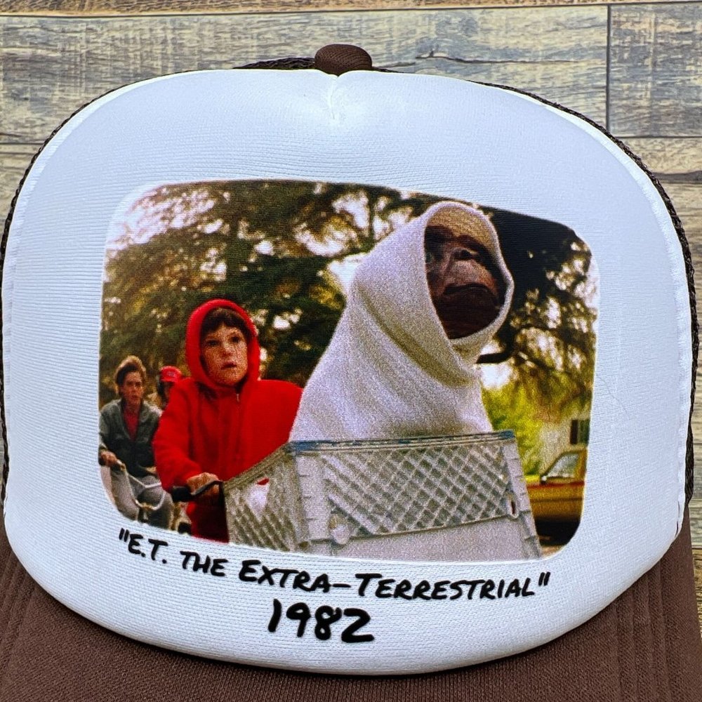 1982 E.T. Mens Trucker Hat Brown Snapback 80s Nostalgic Movie Baseball Cap - Picture 2 of 7